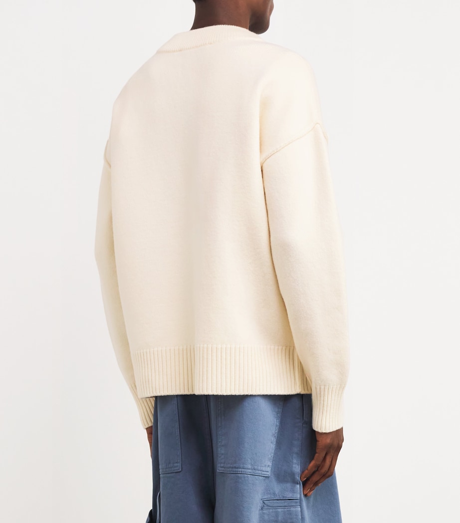 Ami Logo Beyaz Düğmeli Sweatshirt