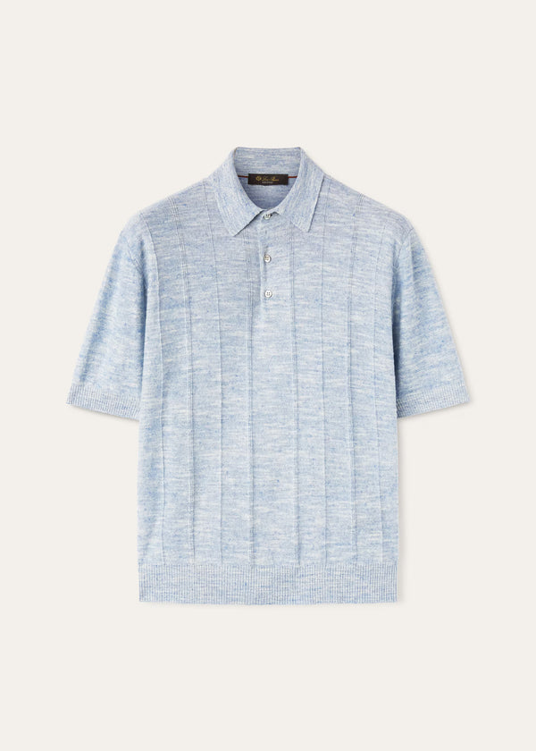 Loro Piana Yün Polo Buz Mavisi T-Shirt