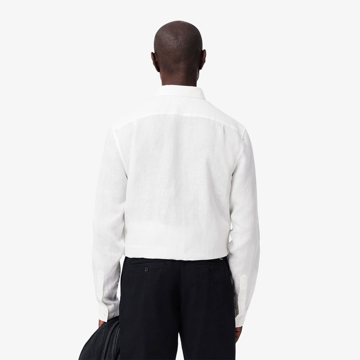 Lacoste Regular Fit Düğmeli Yaka Keten Siyah Gömlek