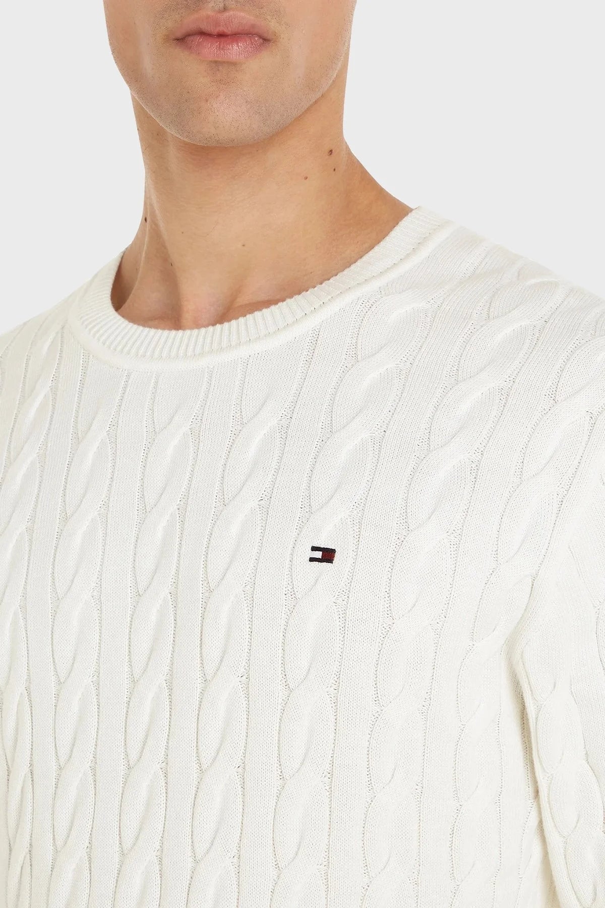 Tommy Hilfiger Erkek Classic Cable Crew Kazak