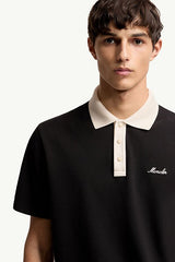 Moncler Siyah Pamuklu Pike Polo T-Shirt