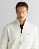 GANT Erkek Beyaz Fermuarlı Logolu Sweatshirt
