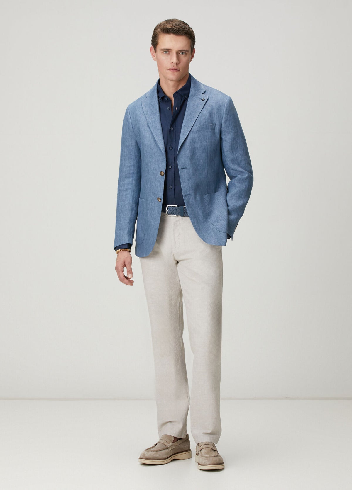 Beymen Club Lacivert Comfort Fit Keten Gömlek