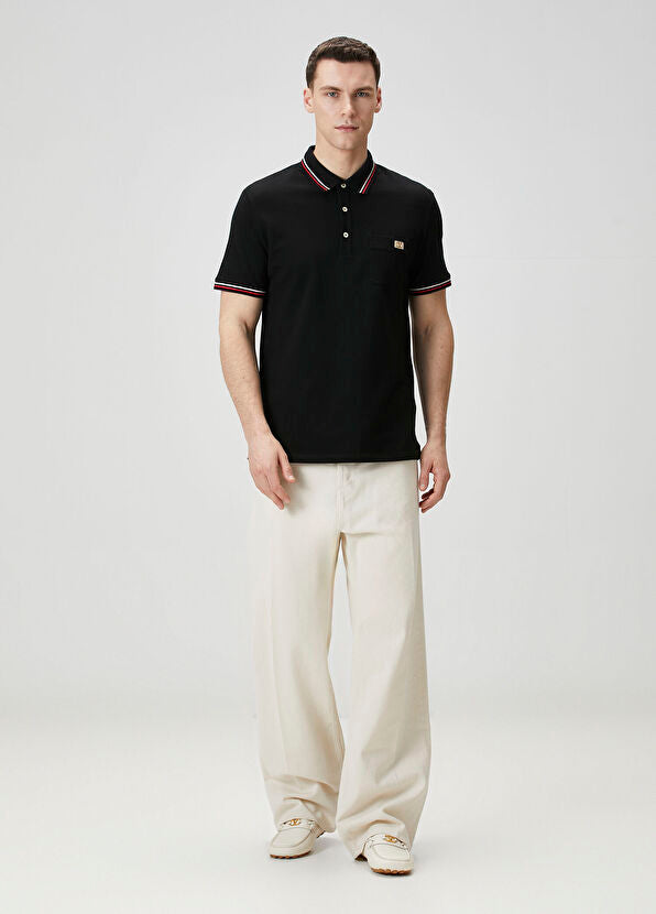 Valentino Regular Fit Polo Yaka Siyah T-Shirt