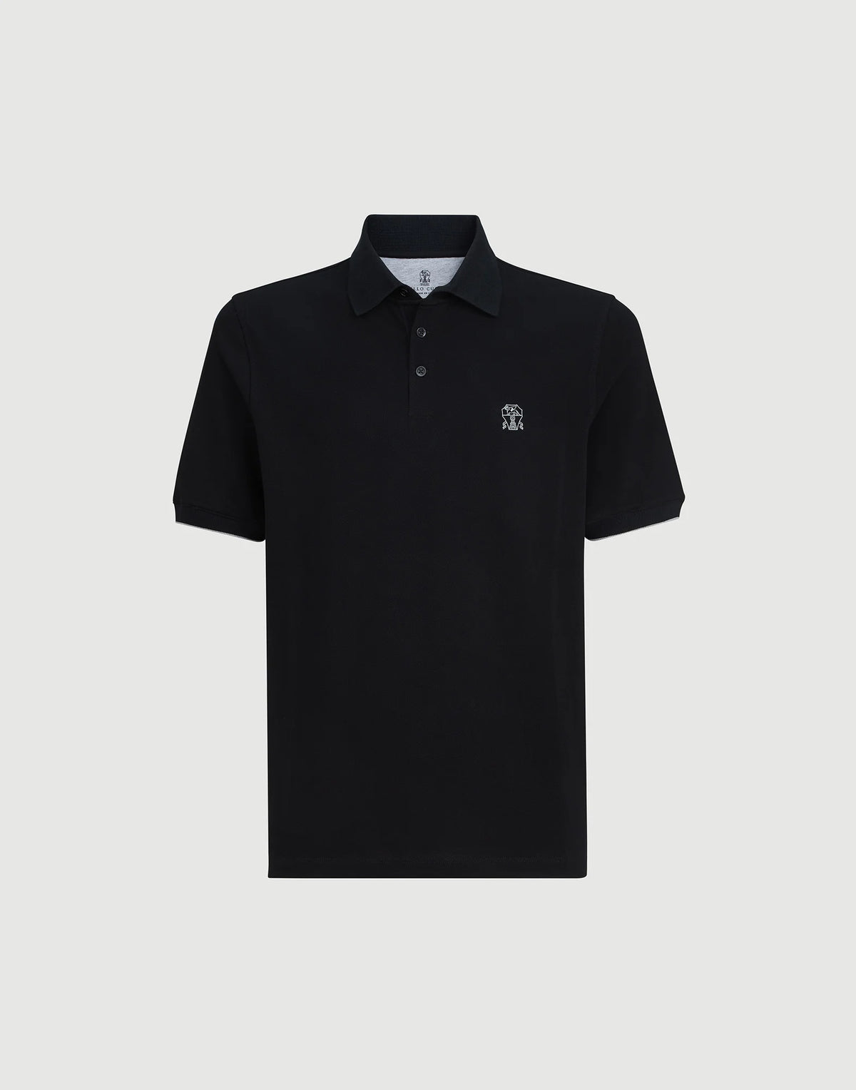 Brunello Cucinelli Logolu Pamuklu Pike Polo Siyah T-Shirt