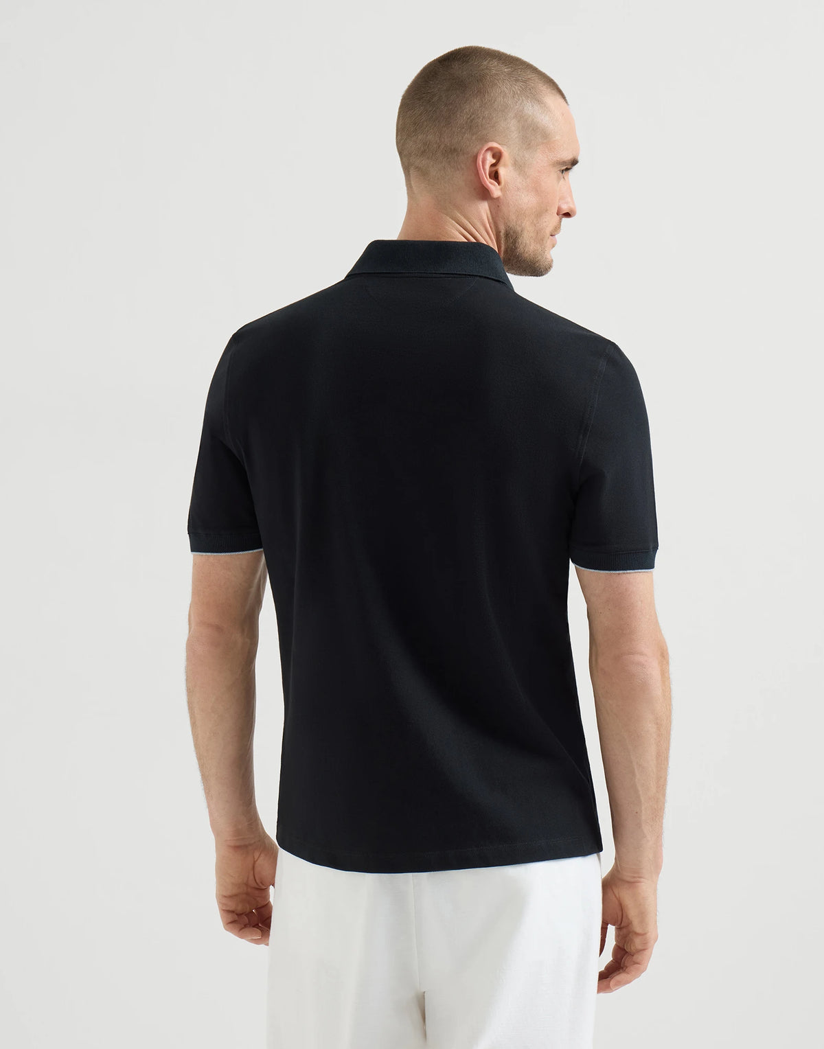 Brunello Cucinelli Logolu Pamuklu Pike Polo Siyah T-Shirt