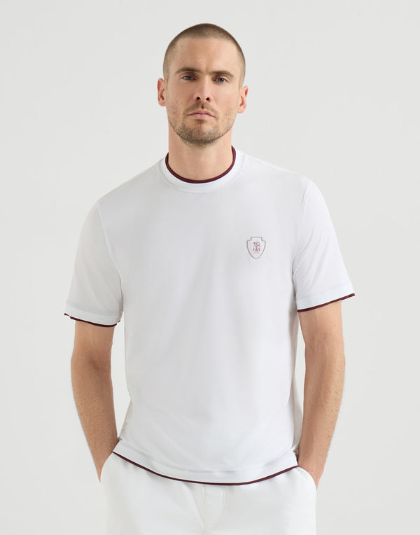 Brunello Cucinelli Beyaz Katmanlı Logo Pamuk T-Shirt