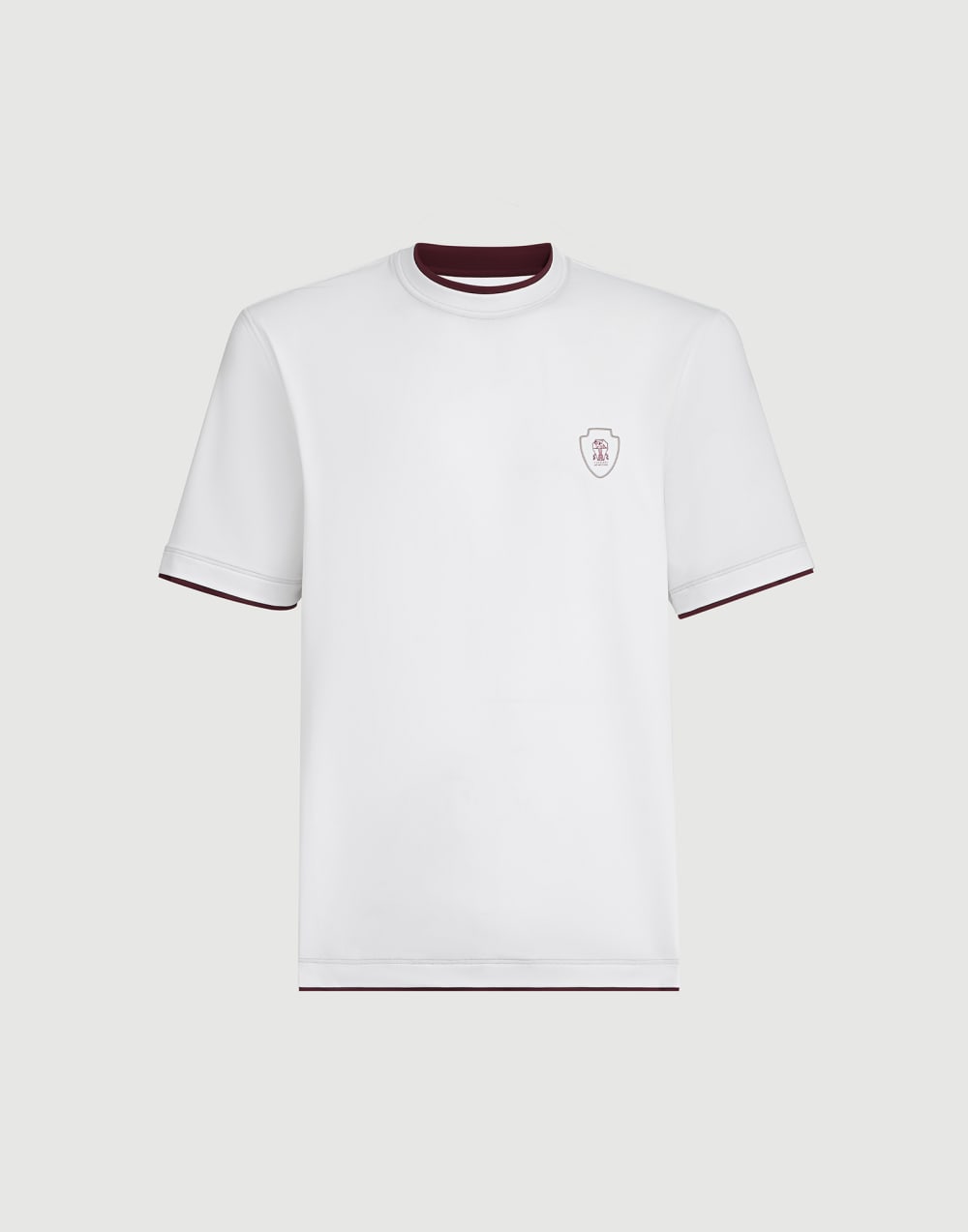 Brunello Cucinelli Beyaz Katmanlı Logo Pamuk T-Shirt