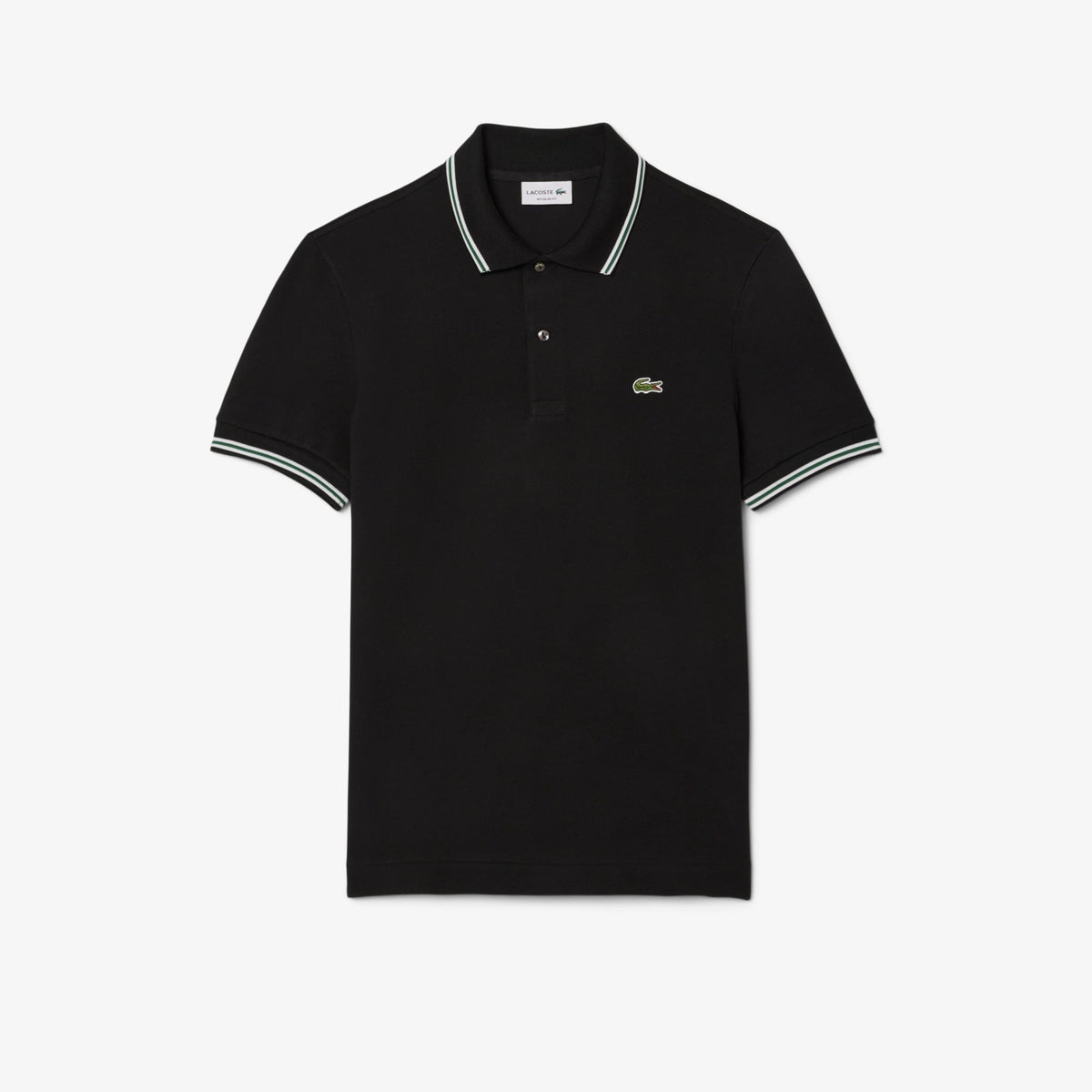 Lacoste Çizgi Detayı L.12.12 Erkek Siyah Regular Fit Polo T-Shirt