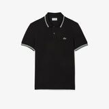 Lacoste Çizgi Detayı L.12.12 Erkek Siyah Regular Fit Polo T-Shirt