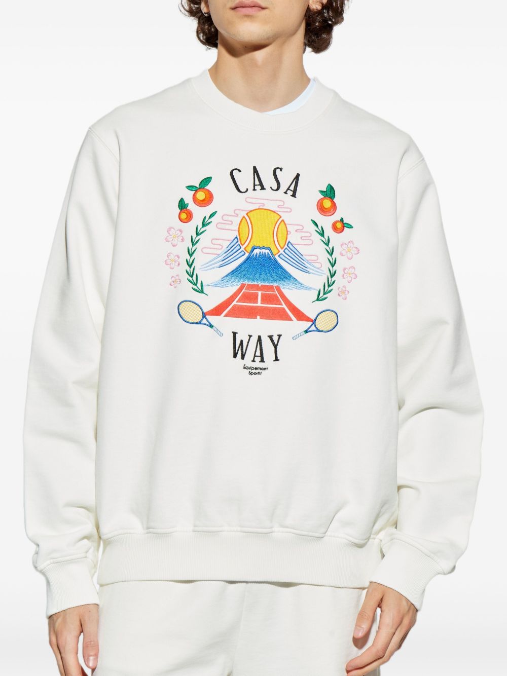 Casablanca İşlemeli Beyaz Sweatshirt