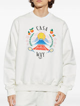 Casablanca İşlemeli Beyaz Sweatshirt