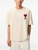 Ami Paris Pamuklu Logolu Beyaz T-Shirt