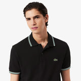 Lacoste Çizgi Detayı L.12.12 Erkek Siyah Regular Fit Polo T-Shirt