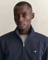 GANT Erkek Lacivert Fermuarlı Logolu Sweatshirt