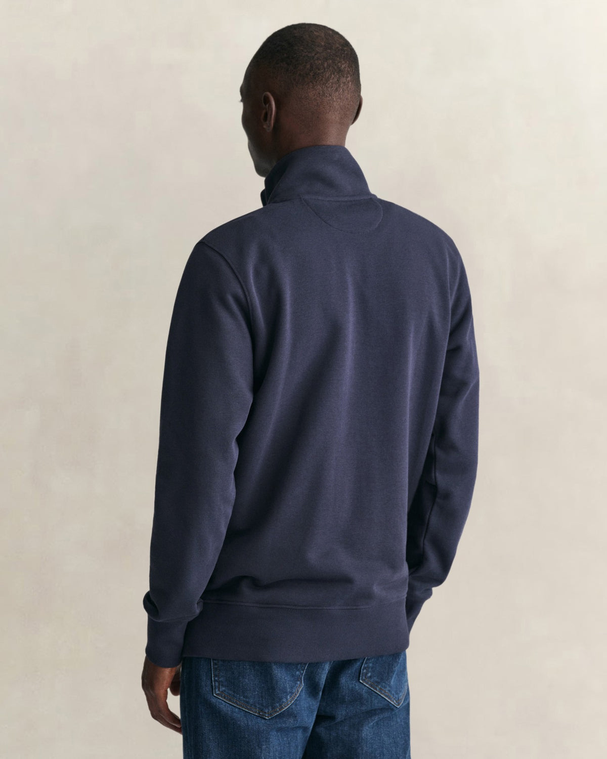 GANT Erkek Lacivert Fermuarlı Logolu Sweatshirt