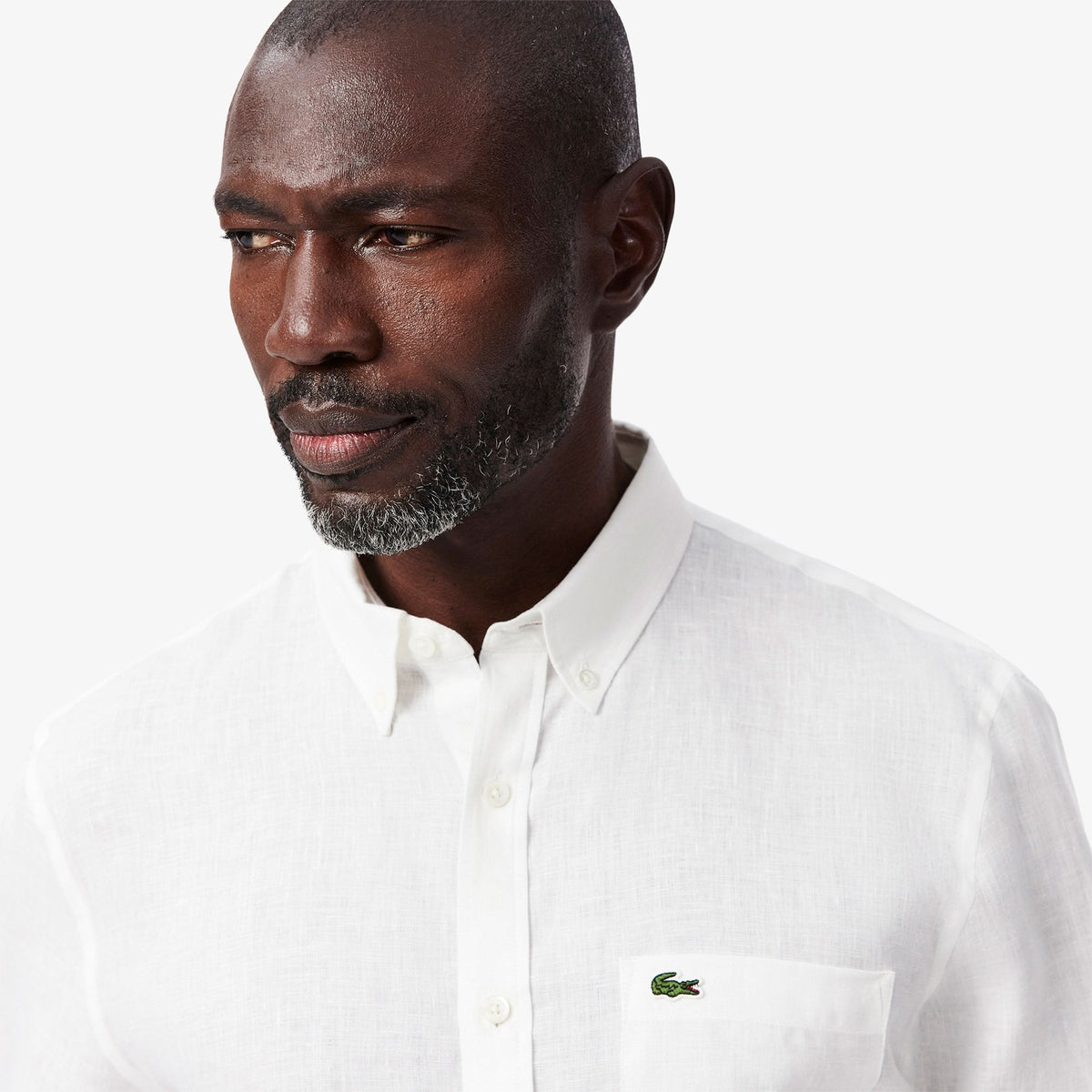 Lacoste Regular Fit Düğmeli Yaka Keten Siyah Gömlek