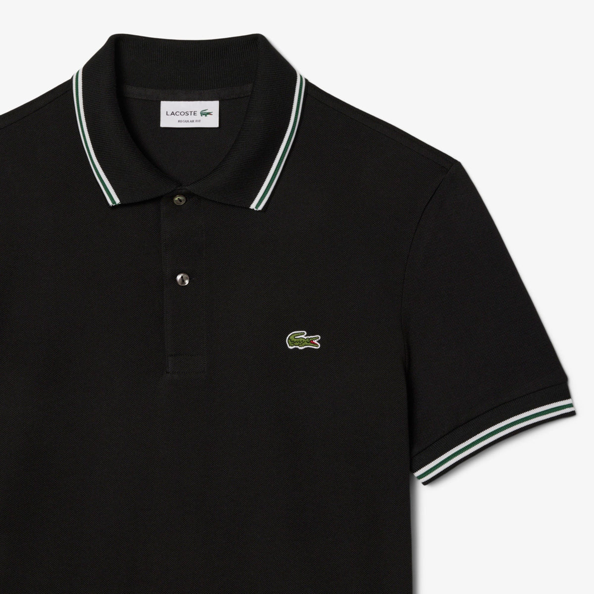 Lacoste Çizgi Detayı L.12.12 Erkek Siyah Regular Fit Polo T-Shirt