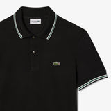 Lacoste Çizgi Detayı L.12.12 Erkek Siyah Regular Fit Polo T-Shirt