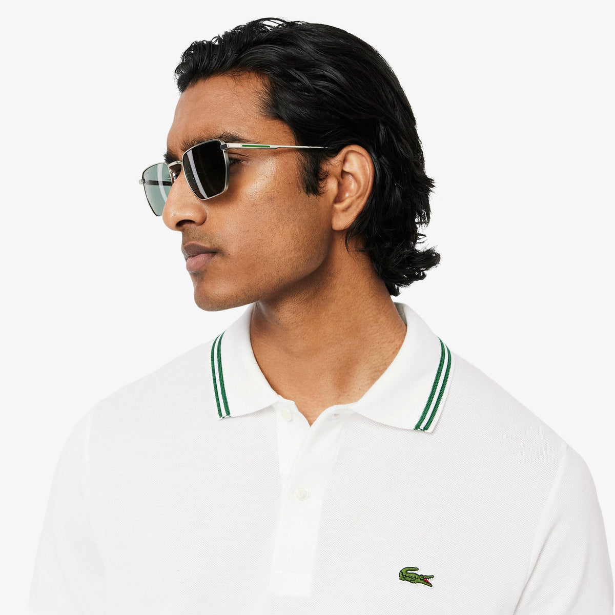Lacoste Çizgi Detayı L.12.12 Erkek Beyaz Regular Fit Polo T-Shirt