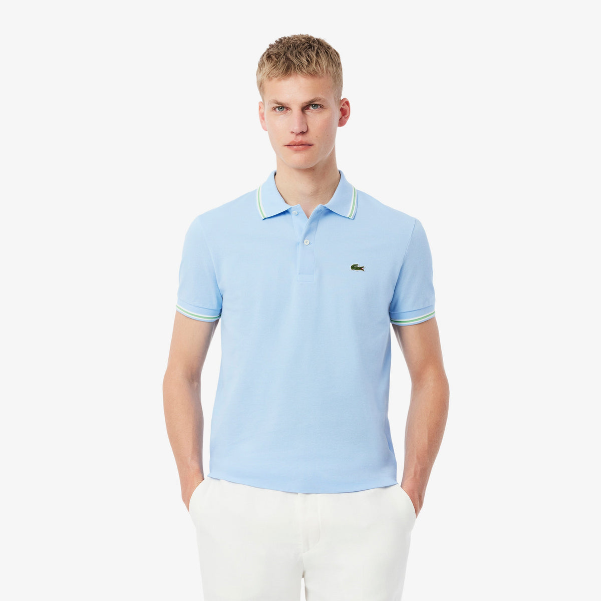 Lacoste Çizgi Detayı L.12.12 Buz Mavisi Erkek Regular Fit Polo T-Shirt