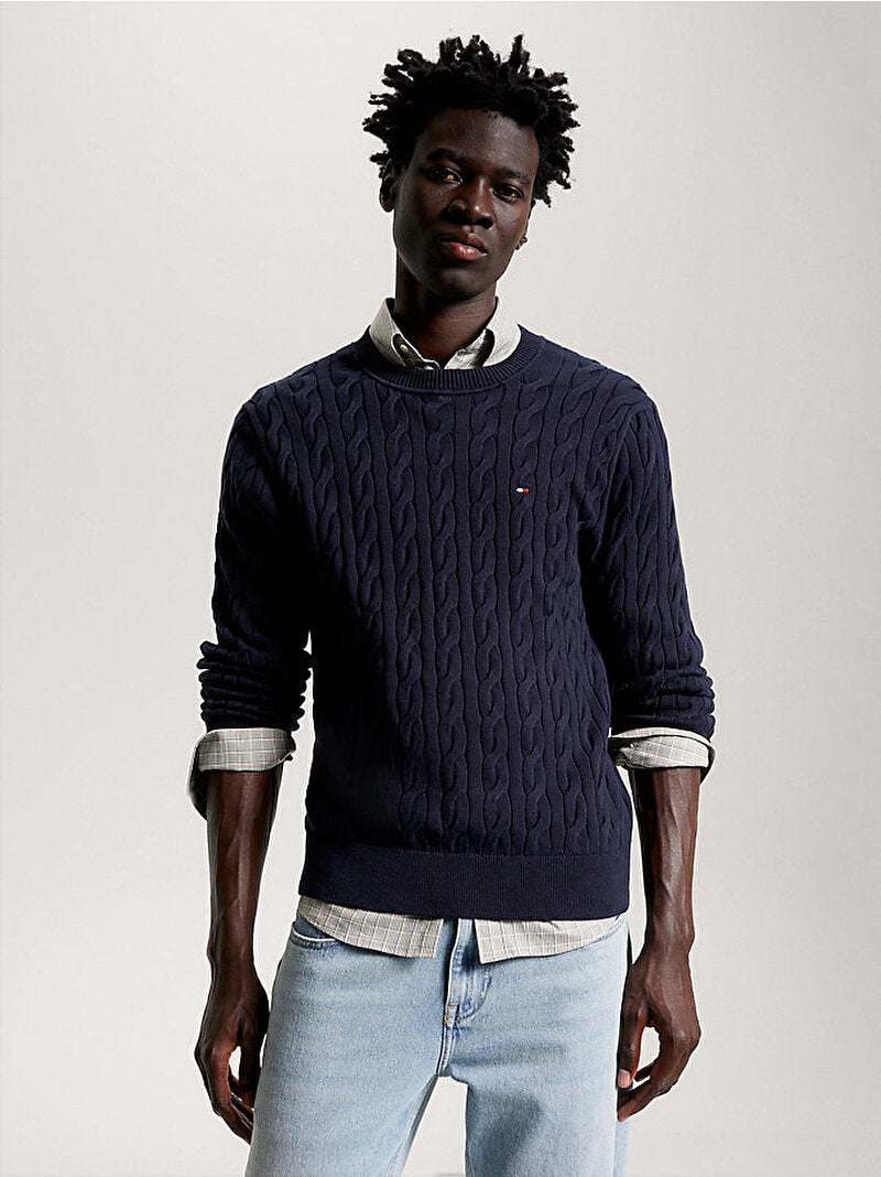 Tommy Hilfiger Erkek Classic Cable Crew Kazak