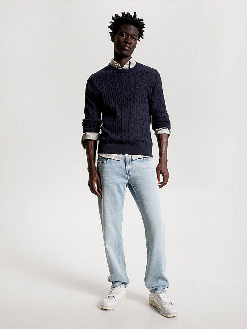 Tommy Hilfiger Erkek Classic Cable Crew Kazak