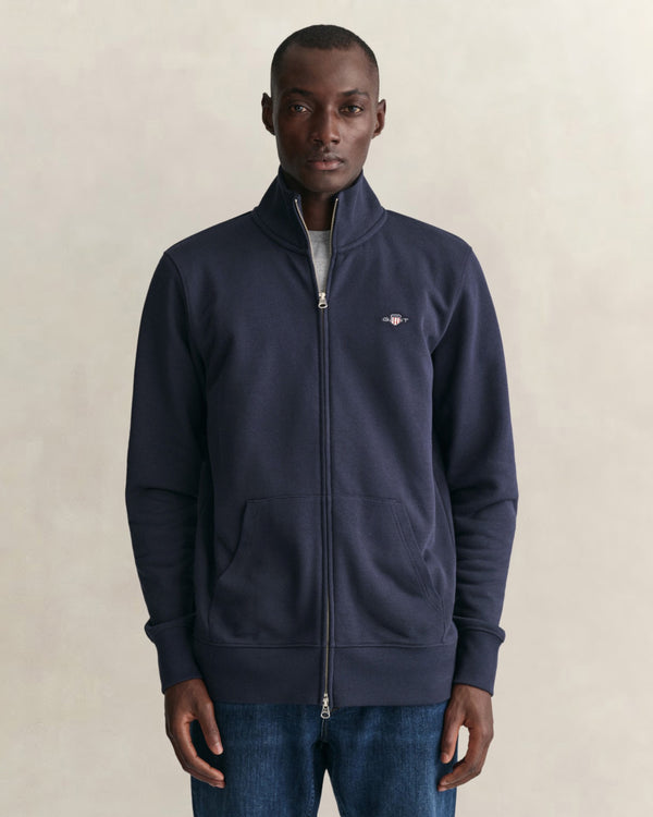 GANT Erkek Lacivert Fermuarlı Logolu Sweatshirt