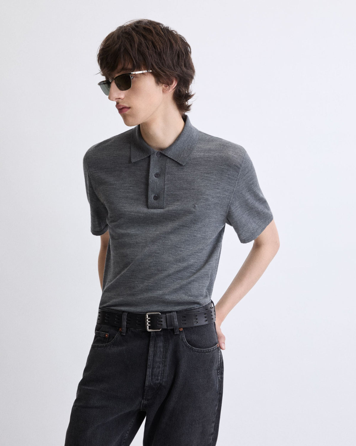 YSL Yün Polo Gri T-Shirt