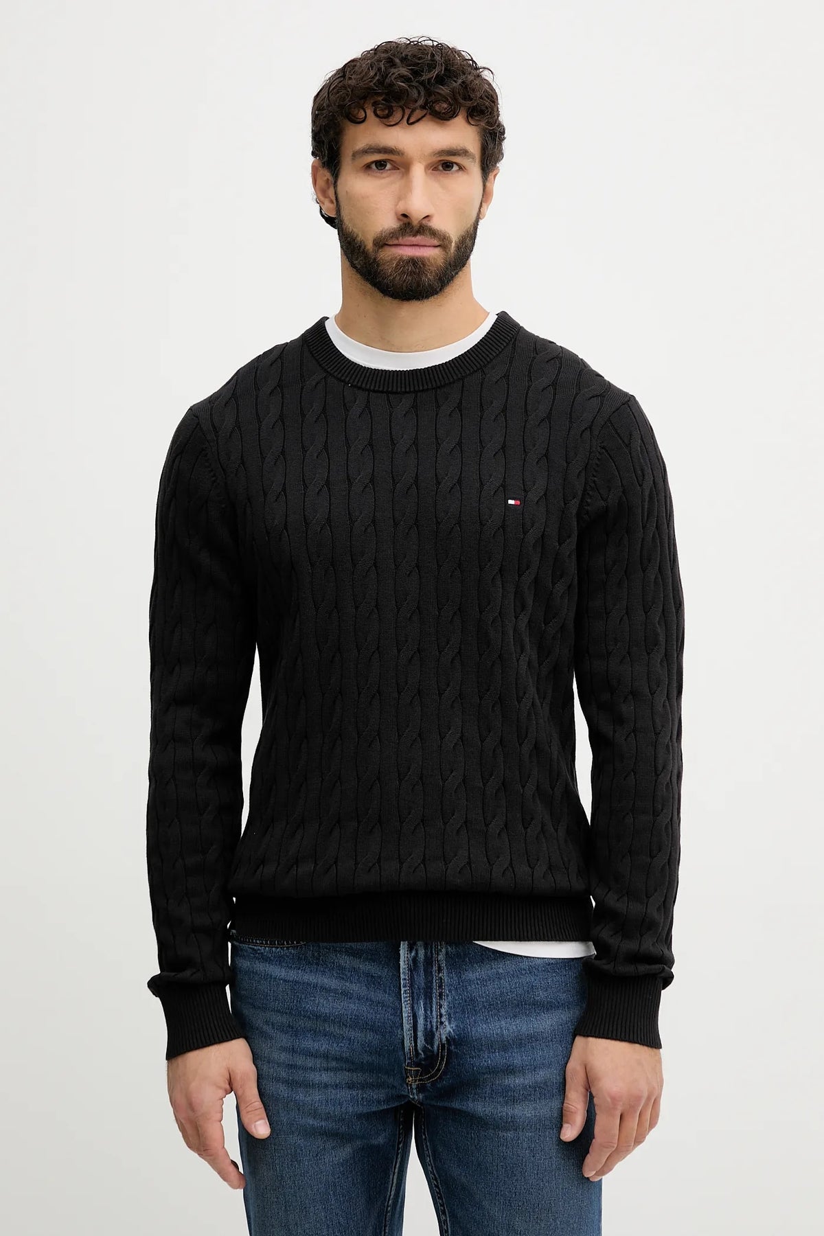 Tommy Hilfiger Erkek Classic Cable Crew Kazak