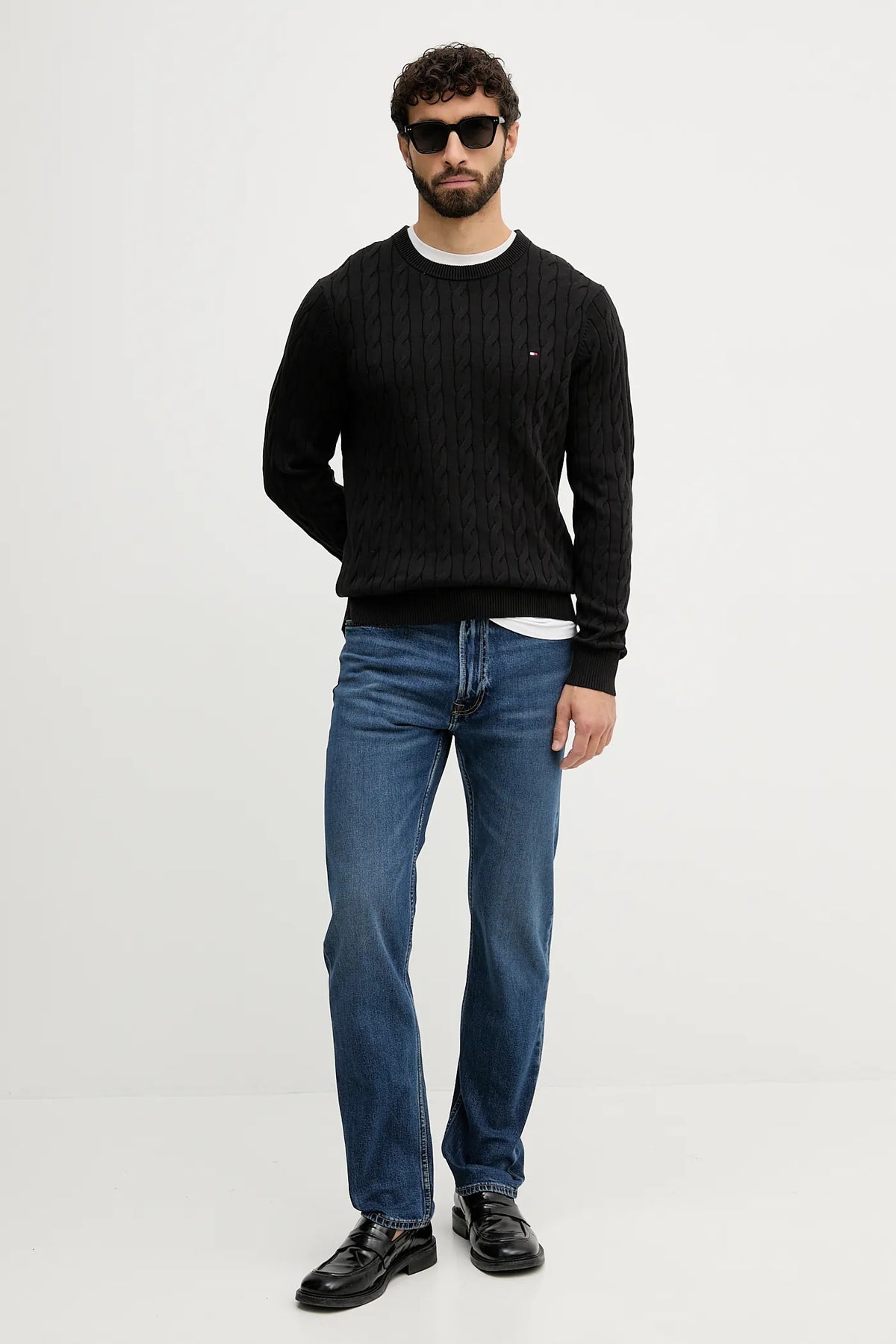Tommy Hilfiger Erkek Classic Cable Crew Kazak