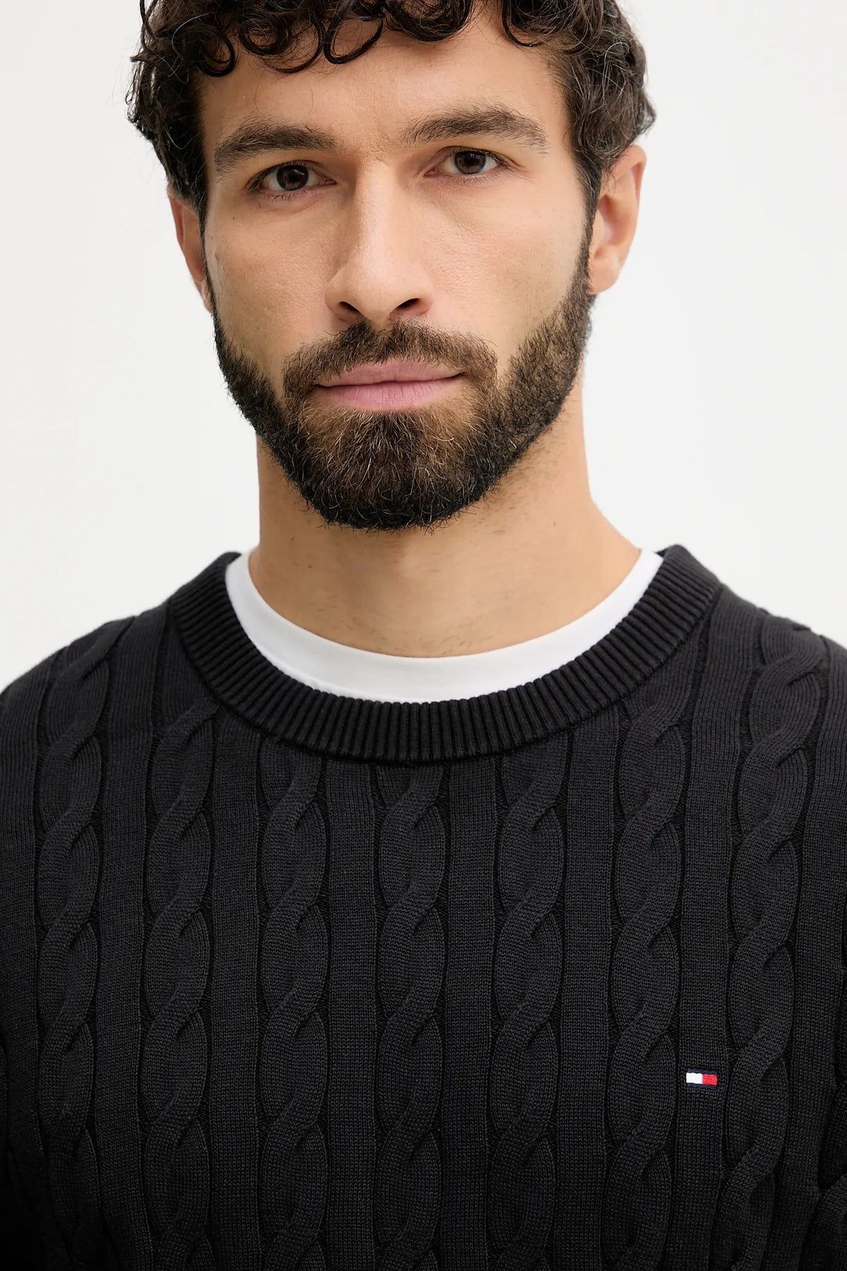 Tommy Hilfiger Erkek Classic Cable Crew Kazak