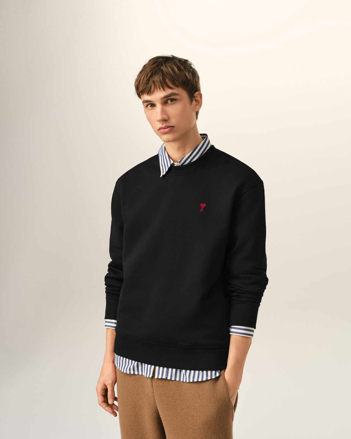Unisex Ami de Coeur Logolu Siyah Pamuklu Sweatshirt