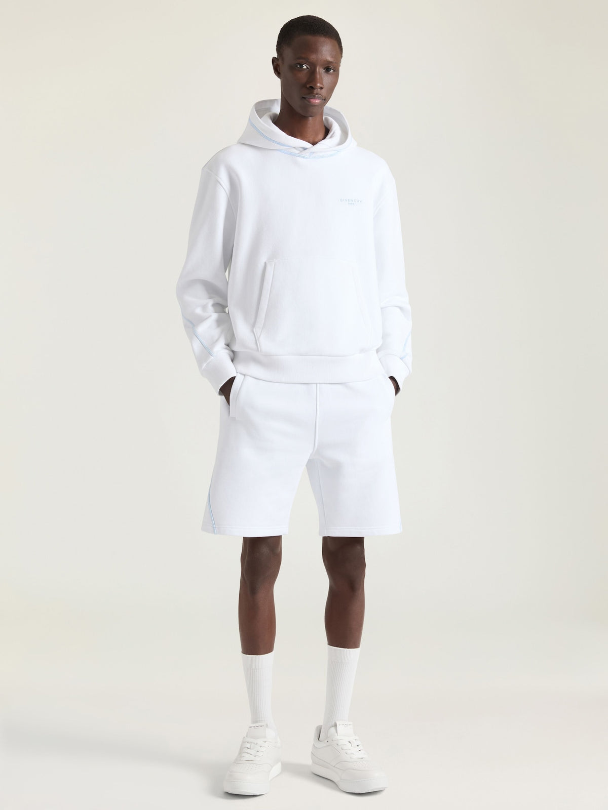 GIVENCHY Couture Seam Polar Kapüşonlu Beyaz Sweatshirt
