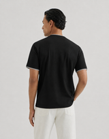Brunello Cucinelli Siyah Katmanlı Logo Pamuk T-Shirt