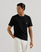 Brunello Cucinelli Siyah Katmanlı Logo Pamuk T-Shirt