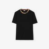 Burberry Ekose Kenarlı Pamuklu Siyah T-Shirt