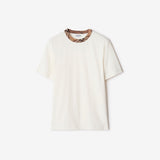 Burberry Ekose Kenarlı Pamuklu Beyaz T-Shirt