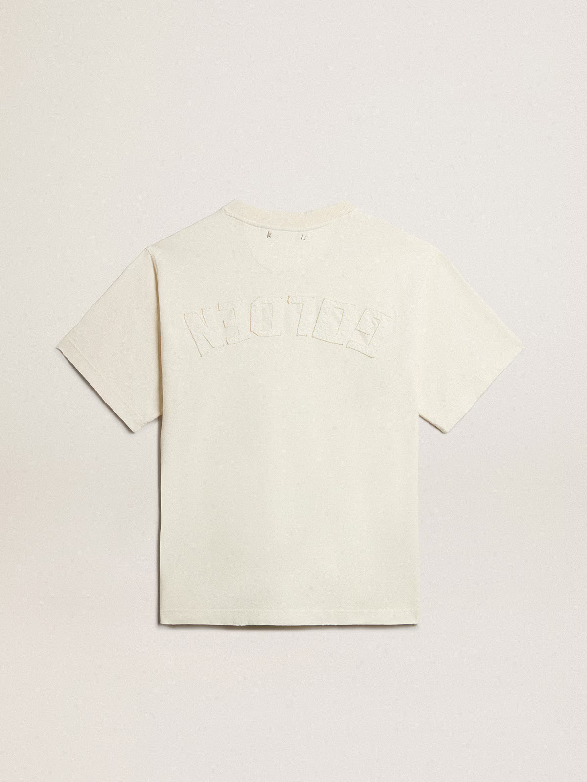 Golden Goose Eskitme Logo Detaylı Bej T-Shirt