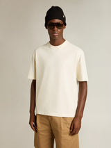 Golden Goose Eskitme Logo Detaylı Bej T-Shirt