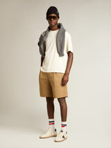 Golden Goose Eskitme Logo Detaylı Bej T-Shirt