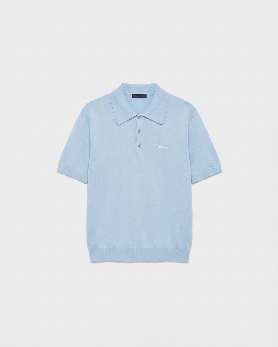 Prada Superfine Yün Polo Buz Mavisi T-Shirt
