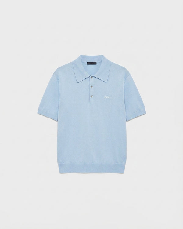 Prada Superfine Yün Polo Buz Mavisi T-Shirt