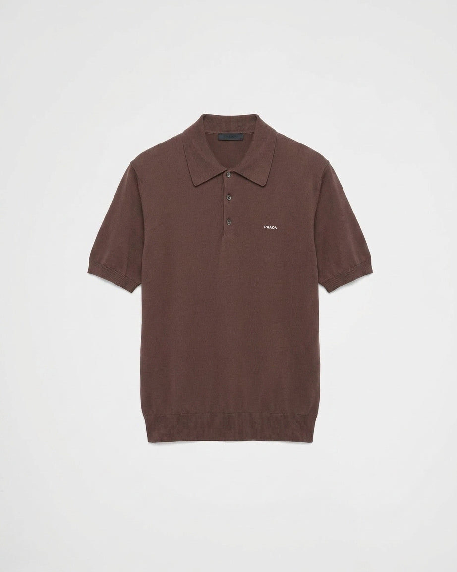 Prada Superfine Yün Polo Kahverengi T-Shirt