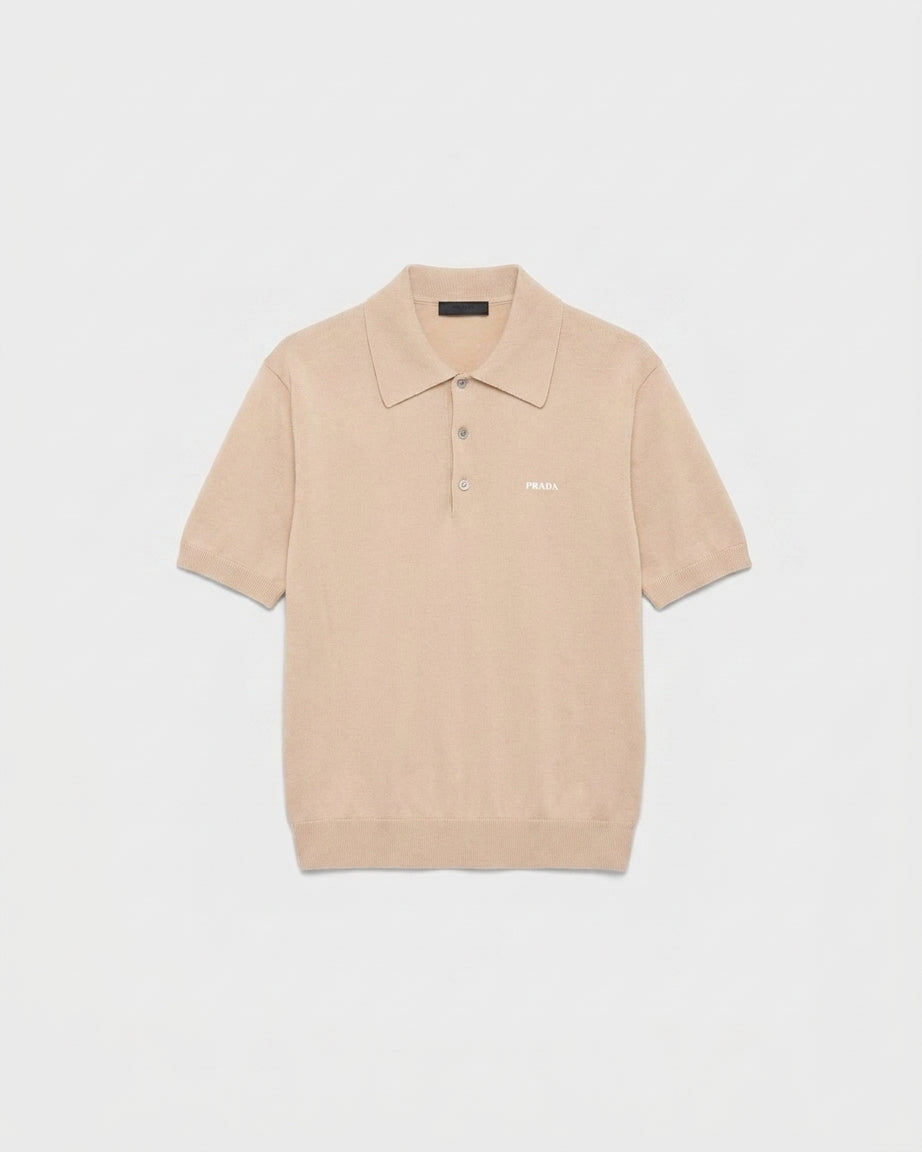 Prada Superfine Yün Polo Bej T-Shirt