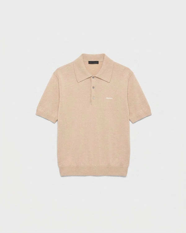 Prada Superfine Yün Polo Bej T-Shirt