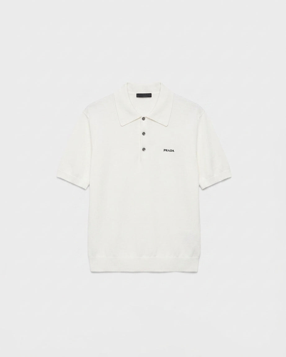 Prada Superfine Yün Polo Beyaz T-Shirt
