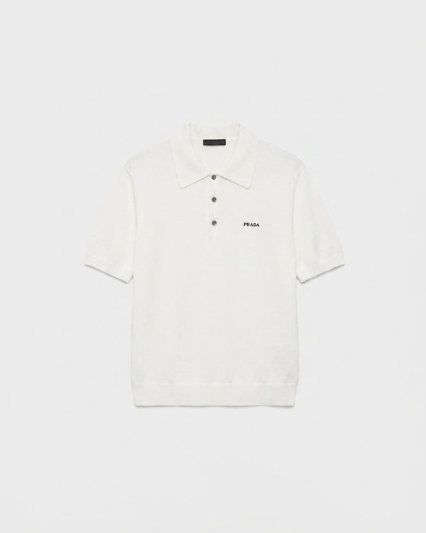 Prada Superfine Yün Polo Beyaz T-Shirt