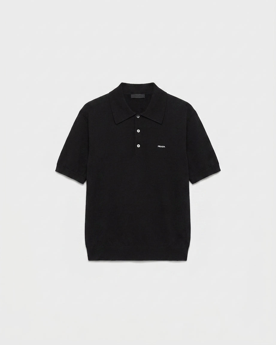 Prada Superfine Yün Polo Siyah T-Shirt
