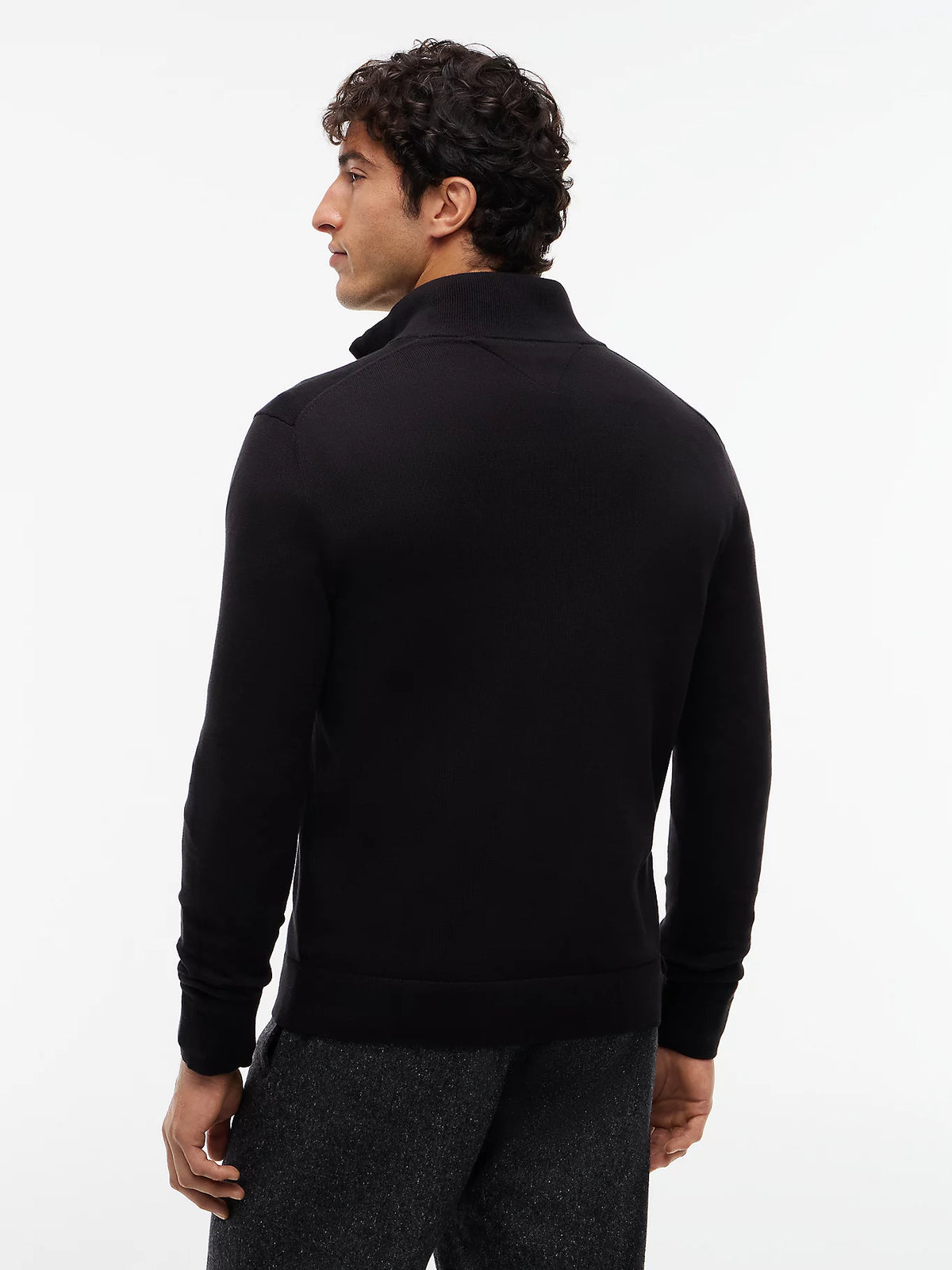 Tommy Hilfiger Bayrak İşlemeli Fermuarlı Yüksek Yakalı Erkek Siyah Sweatshirt